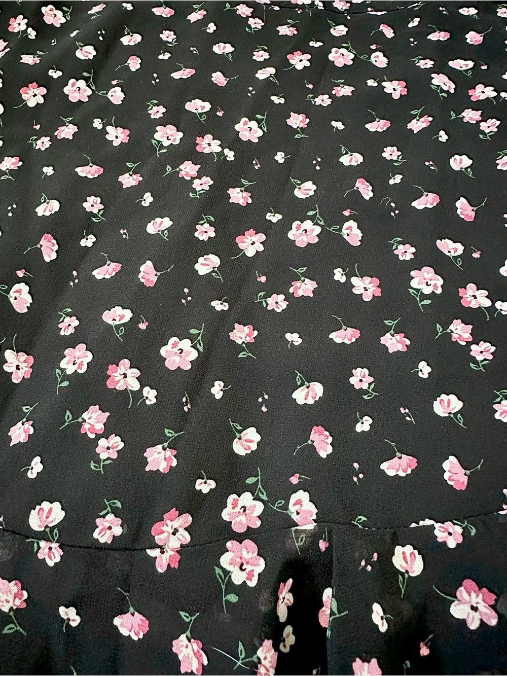 Black Mini Skirt with Pink Ditsy Floral Print NWT XS Size 2 Cottagecore Y2K - Picture 6 of 12
